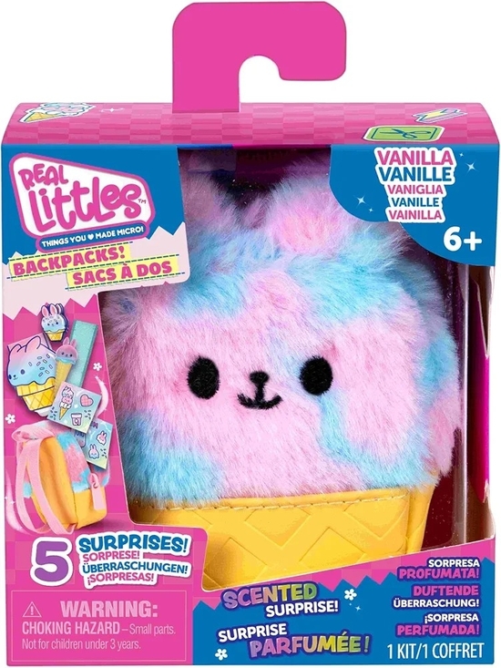 Real littles Other - REAL LITTLES - Scented Surprise Backpacks, Soft, Fluffy, Cute Food Themed Micro